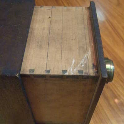 Peter Camera showing dovetailing and focal marks.