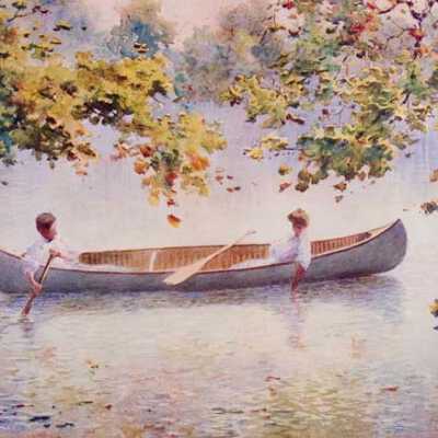 Two people in a canoe