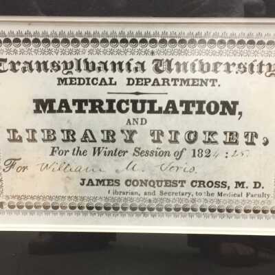 Photo of Transylvania Matriculation Ticket, 1824