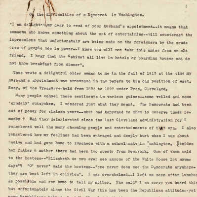 Hamlin Papers on Washington D.C.