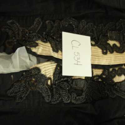 Black waist, heavy jet trim