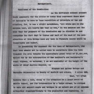 Hearings of Apportionment of Cost of Building New Bedford and Fairhaven Bri