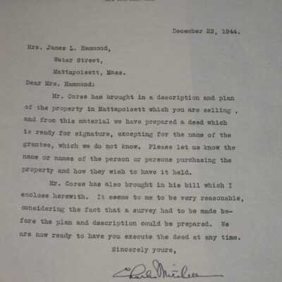 Harriet Hammond letter
