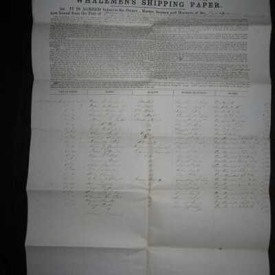 Whalemen's Shipping Paper, Ship "Brewster"