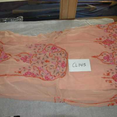 Pink chiffon beaded gown