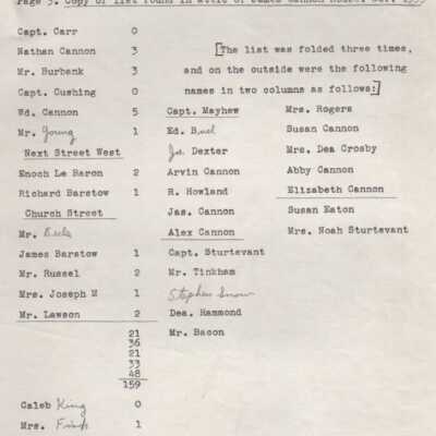 Families in the Congregational Society, Mattapoisett