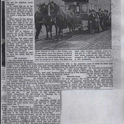 Former horsecar Driver can recall birth and death of Trolley