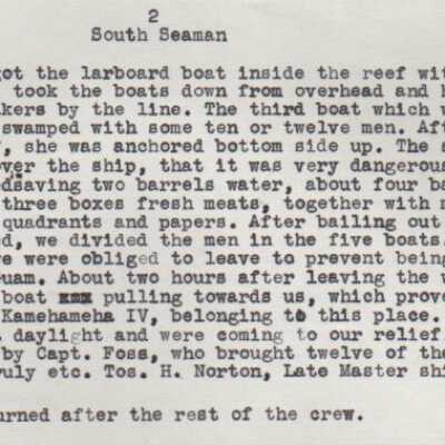 Loss of the "South Seaman".