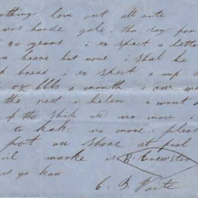 Letter from Capt. Crary B. Waite on Bark "Brewster"