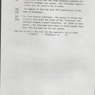 Mattapoisett Historical Society notes: 1887