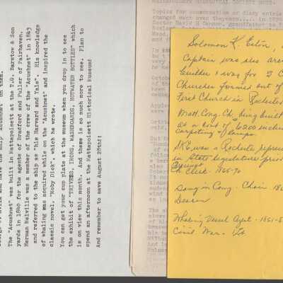 Mattapoisett Historical Society notes: 1887