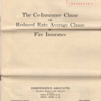 The Co-Insurance Clause or Reduced Rate Average Clause in Fire Insurance