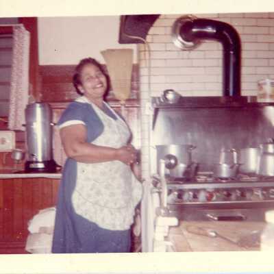 Unidentified Lady in Kitchen Photograph
