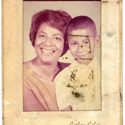 Unidentified lady and a boy photograph