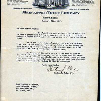 Merchantile Trust Company Letter 1927: Copyright: none; Origsize: 8 1/2" X 11"; Origformat: Artifact