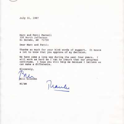 Clinton Letter July 31 1987 1