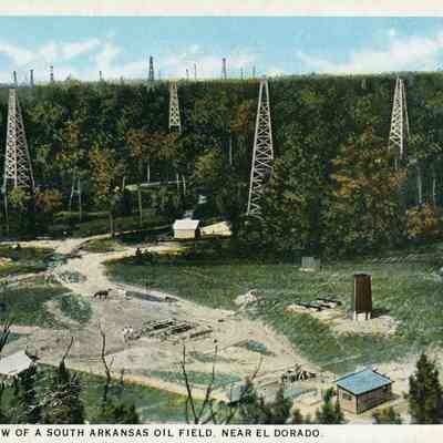 Birds Eye View of a South Arkansas Oil Field Postcard