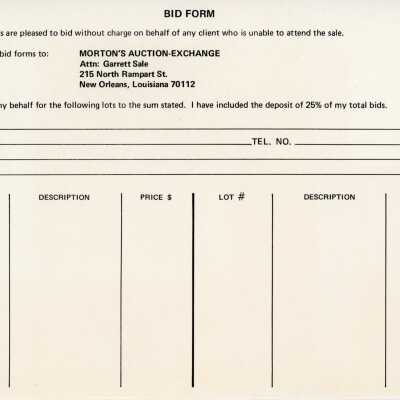 Bid Form: Origsize: 8.25" x 6"; Origformat: Artifact