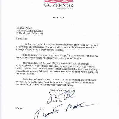 Mike Beebe Letter July 6 2005 1