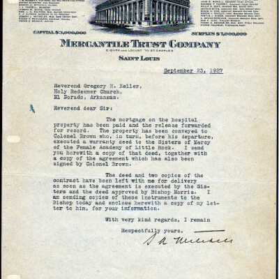 Merchantile Trust Company Letter 1927: Copyright: none; Origsize: 8 1/2" X 11"; Origformat: Artifact