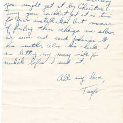 Letter from Taylor to Maw