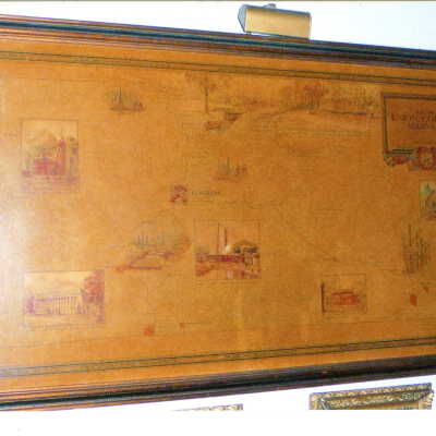 Framed map of Union County with images of courthouses.