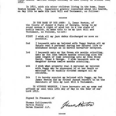 Newton Family History: Copyright: none; Origsize: 8" x 14"; Origformat: Other