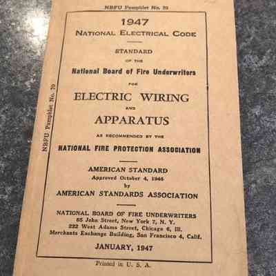 1947 national electrical code standard of the national board of fire underwriters for electric wiring and apparatus as recommended by the national fire protection association