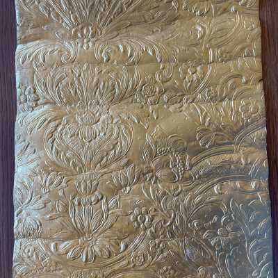 Gold Embossed Wallpaper with Chinoiserie Motifs