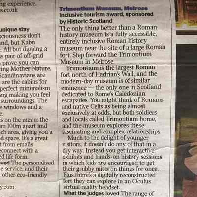 Trimontium Museum wins Thistle Award for Inclusive Tourism - The Times