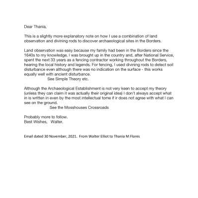 Land observation and divining rods (email)