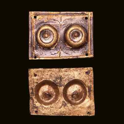 Image showing both sides of the saddle plate. Digitised from two positives on film and edited by The Trimontium Trust: ©National Museums Scotland