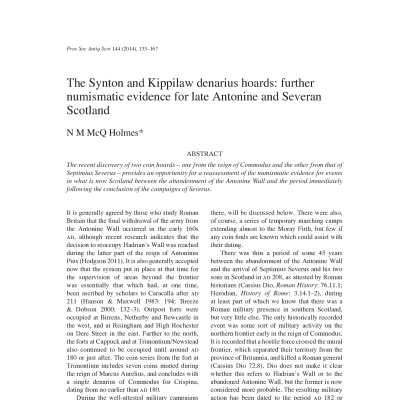 The Synton and Kippilaw denarius hoards: further numismatic evidence for late Antonine and Severan Scotland