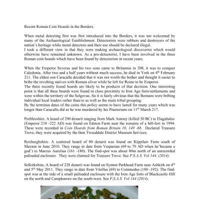 Roman Coin Hoards in the Borders