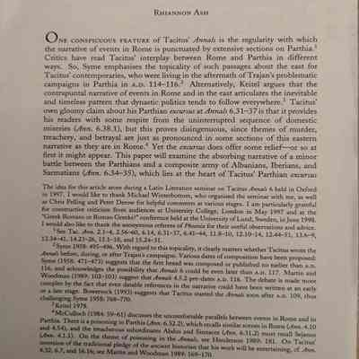 An Exemplary Conflict: Tacitus' Parthian Battle Narrative (Annals 6.34-35)