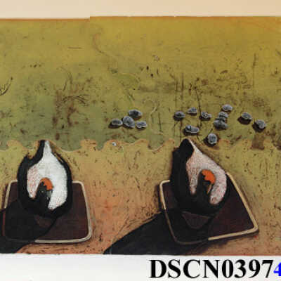 Chickens with Blue Stones