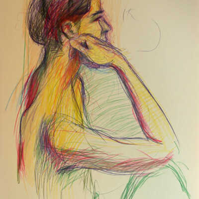 Elbow on Knee, in Yellow