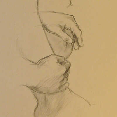 Hand on Brow and Ankle
