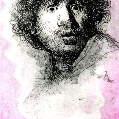 Rembrandt Selfie with Violet Border