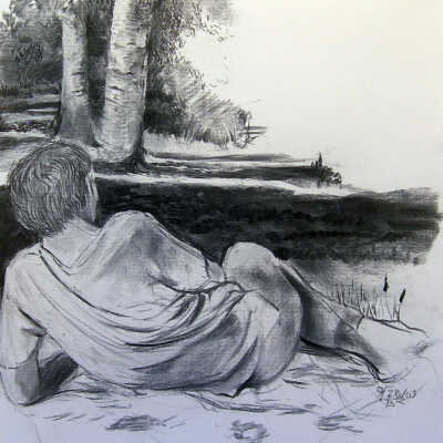 Woman by Trees