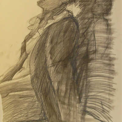 Seated Wearing Lacey Shawl