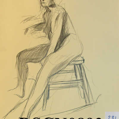 On a Stool with Leg Stretched Out