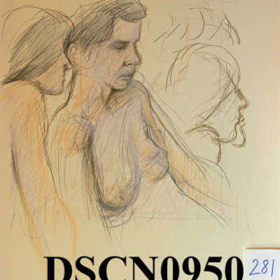 Two Figures and Head sketch