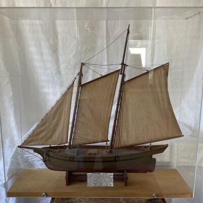 Cased Model of Two Mast Schooner, "Pinkie"
