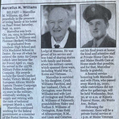 Obituary of Marcellus M. Williams