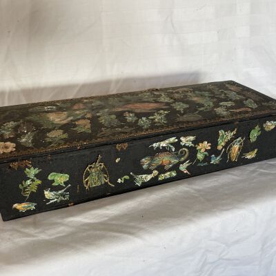 Wooden Box with Collage Tropical Flora and Fauna