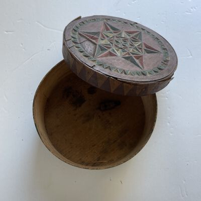 Red Painted Chippendale Carved Pantry Box with Lid