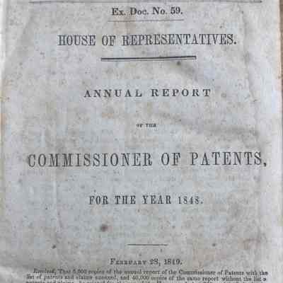 Annual Report of the Commissioner of Patents, 1848