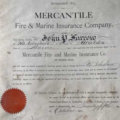 Insurance certification for John P. Farrow