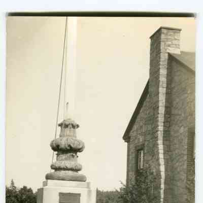 Postcard of Soldiers Monument at Alice L. Pendleton Library